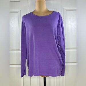 Talbots 100% Pima Cotton Vibrant Purple Long Sleeve Tee, 3X